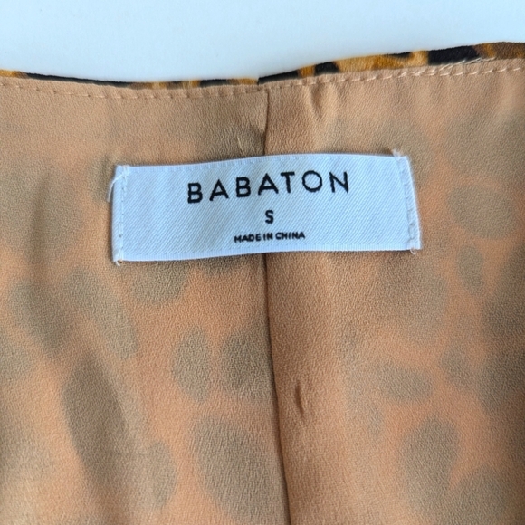 Babaton Wallace Cheetah Print Short Sleeve Lined Mini Wrap Dress Amber Blk- sz S - Picture 7 of 11